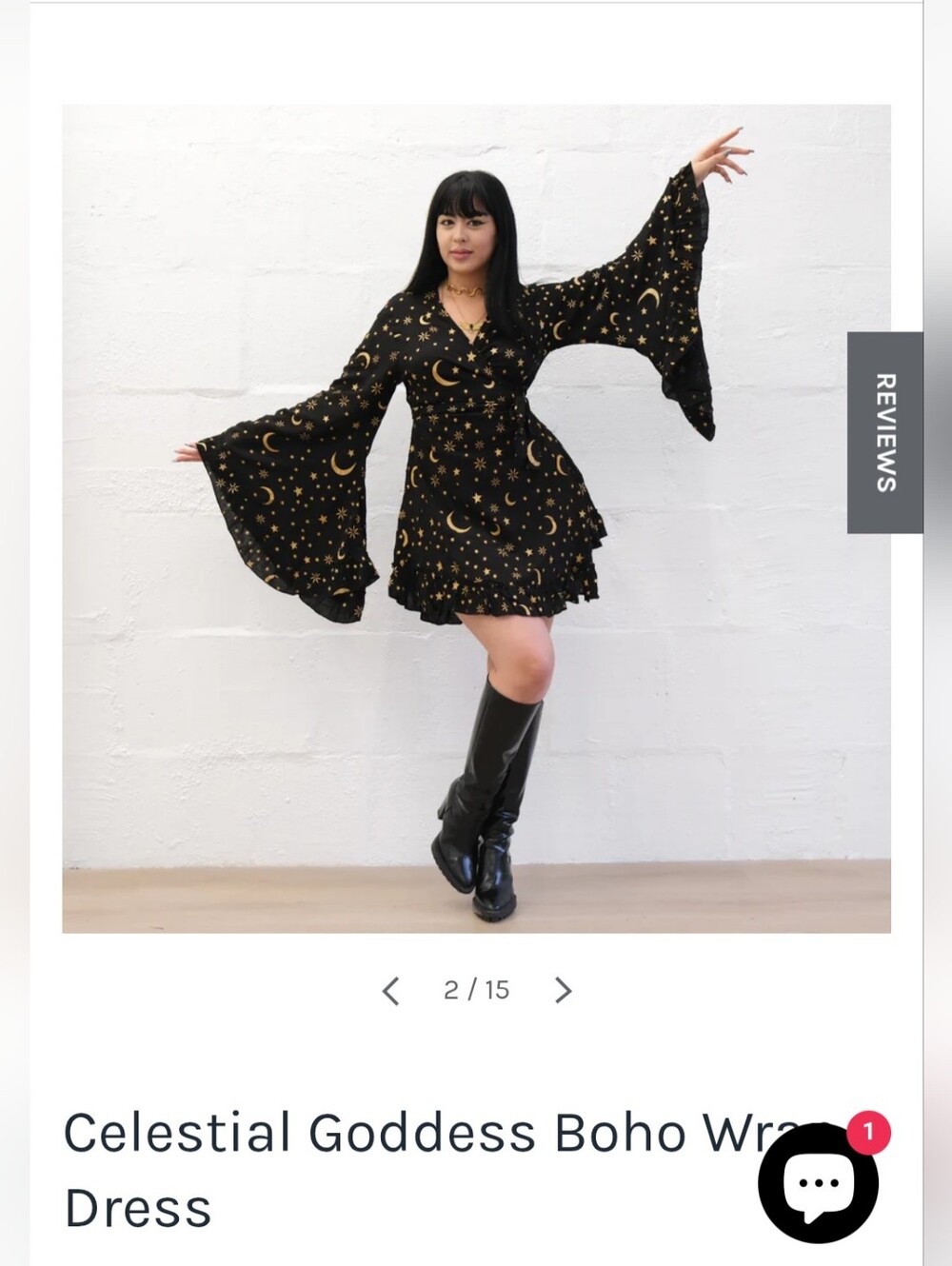 NWOT Karma Nepal Crafts Black Celestial Wrap Dress